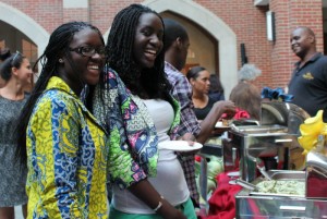 Claire with her mentee at the Welcome Dinner. Claire and Mberry