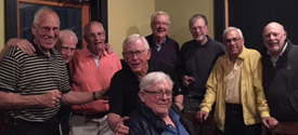 A gathering in Myrtle Beach (from left): Dick Koenig, Bill Smith, Mike Herald, John Breen, Charlie Englehart, Al Rutledge, Dave McClenahan, Gordon Priemer, and Frank Kelley