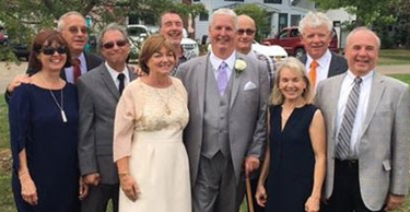 Tom and Mary Berges, Bill Fiore, Tom and Kathleen Crimmins, Mary Ann Miller, Jim Gorman, Dave Luvison Jim Murphy, and Steve Arens at the Crimmins' daughter's wedding
