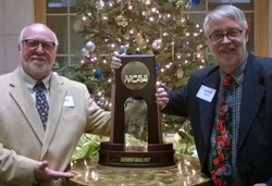 Lacrocca and Patno with the NCAA semifinal trophy