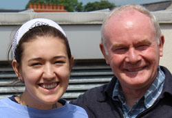Deputy First Minister of Northern Ireland and former paramilitary commander Martin McGuinness with Leah Applebee ’19
