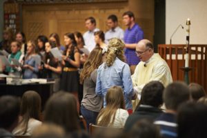 Celebrating Mass with John Carroll students, April 2012.