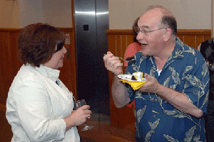 At his August 2008 birthday celebration with administrative assistant, Lisa Debick.