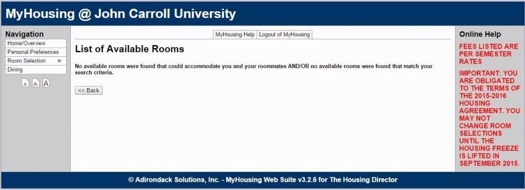 No rooms available